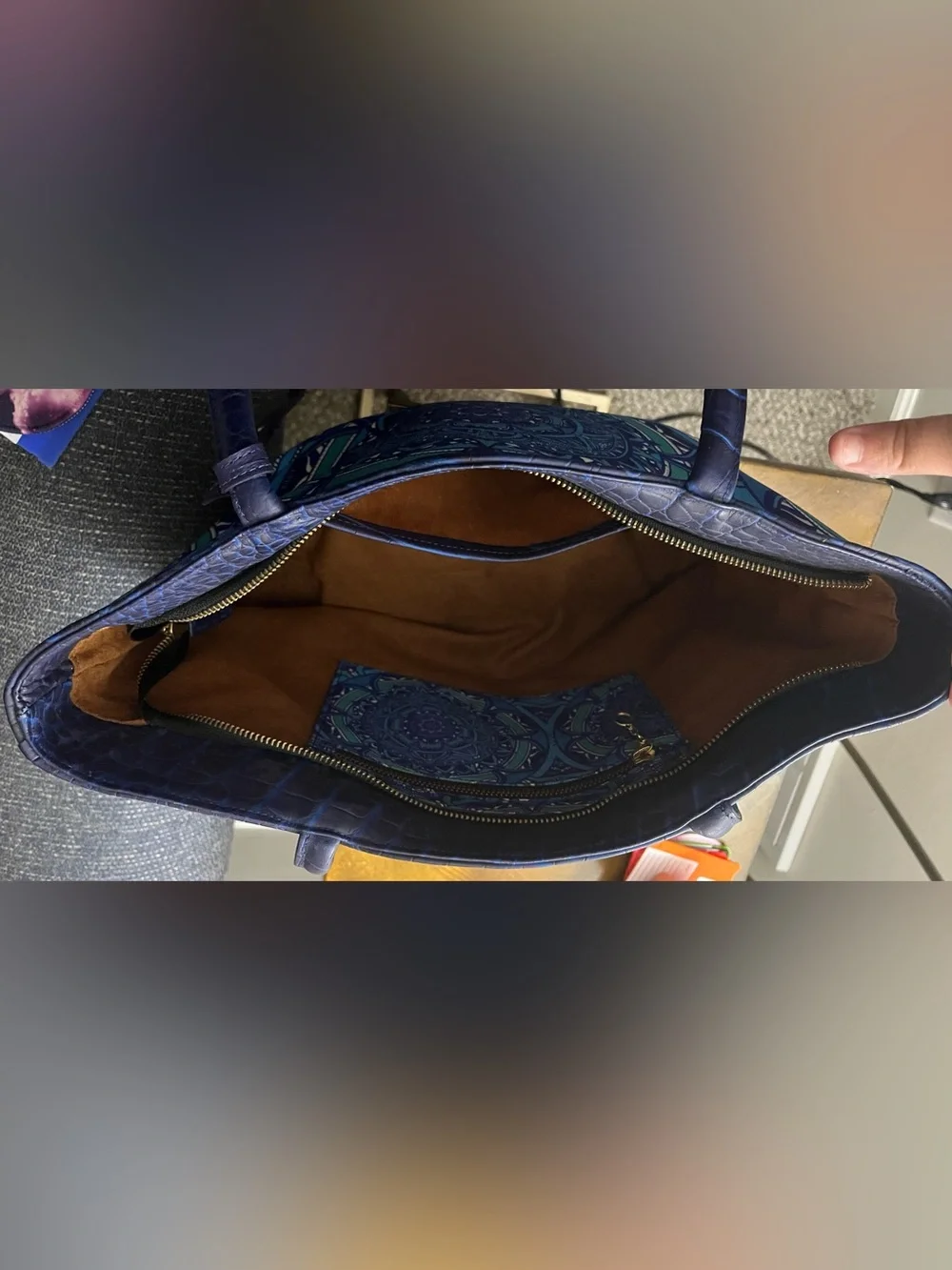 VAIZA Blue Mandala Print Tote Bag